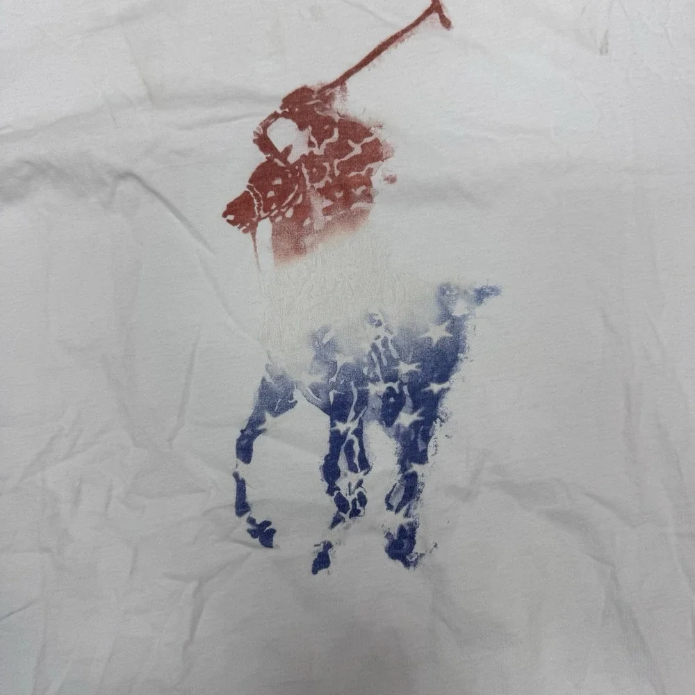Polo Ralph Lauren USA Big Pony T Short Men's Sz 3XB White July 4 Patriotic